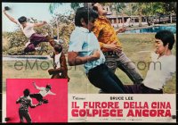 3p0242 FISTS OF FURY Italian 18x26 pbusta R1970s Lo Wei, Bruce Lee, great kung fu image!