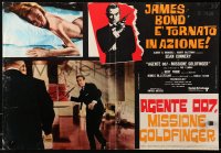 3p0245 GOLDFINGER Italian 18x26 pbusta R1970s Connery as James Bond fights Oddjob, Shirley Eaton!