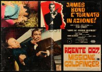 3p0246 GOLDFINGER Italian 19x27 pbusta 1965 Connery as James Bond fights Frobe, Shirley Eaton!