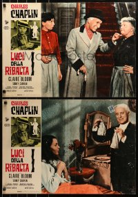 3p0216 LIMELIGHT group of 6 Italian 19x26 pbustas R1964 aging Charlie Chaplin & young Claire Bloom!