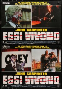 3p0214 THEY LIVE group of 6 Italian 19x26 pbustas 1989 Rowdy Roddy Piper, John Carpenter, different!