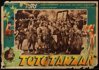 3p0274 TOTOTARZAN Italian 14x19 pbusta 1950 Toto, Buferd, wacky border art from jungle comedy!