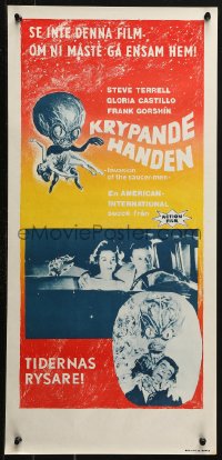 3p0012 INVASION OF THE SAUCER MEN Swedish stolpe 1961 art of cabbage head alien & sexy girl!