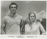 3r0208 DR. NO 8x9.5 still 1962 c/u of Sean Connery as James Bond & Ursula Andress looking worried!