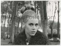 3r0312 JANE FONDA 7.25x9.5 still 1967 close up in the woods with hair in bun & cool jewelry!