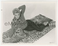 3r0595 VERTIGO TV 7.25x9 still R1965 sexy Kim Novak sprawled out on leopardskin rug, Alfred Hitchcock!