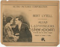3r0656 ALIAS LADYFINGERS TC 1921 romantic close up of Bert Lytell & pretty Ora Carew, ultra rare!