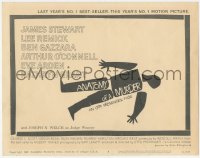 3r0659 ANATOMY OF A MURDER style B TC 1959 Otto Preminger, classic Saul Bass dead body silhouette art