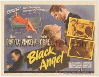 3r0680 BLACK ANGEL TC 1946 tough guy Dan Duryea, sexy June Vincent, Peter Lorre with gun!