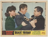3r1020 BLACK FRIDAY LC #7 R1947 Bela Lugosi grabbed by Stanley Ridges as Anne Nagel watches!