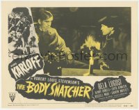 3r1025 BODY SNATCHER LC #5 R1952 Boris Karloff & Russell Wade sitting at table by fireplace!