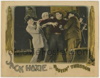 3r1039 BUSTIN' THROUGH LC 1925 cowboy Jack Hoxie restrained by many men at doorway!