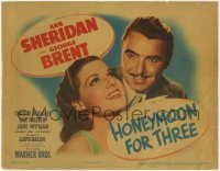 3r0793 HONEYMOON FOR THREE TC 1941 close up of pretty Ann Sheridan & George Brent, ultra rare!