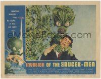 3r1206 INVASION OF THE SAUCER MEN LC #5 1957 fantastic close up of cabbage head alien choking guy!