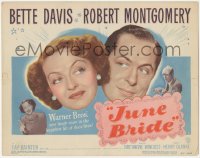 3r0807 JUNE BRIDE TC 1948 Warner Bros. new laugh team Bette Davis & Robert Montgomery!