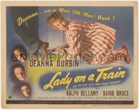3r0818 LADY ON A TRAIN TC 1945 detective Deanna Durbin in pajamas with flashlight on a manhunt!