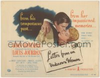 3r0822 LETTER FROM AN UNKNOWN WOMAN TC 1948 romantic close up of Joan Fontaine & Louis Jourdan!