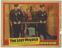 3r1237 LOST MISSILE LC #5 1958 Robert Loggia & Ellen Parker watch police carrying iron box!