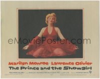3r0035 PRINCE & THE SHOWGIRL LC #8 1957 classic c/u of sexiest Marilyn Monroe kneeling in red dress!