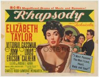 3r0890 RHAPSODY TC 1954 Elizabeth Taylor, Vittorio Gassman, magnificent drama of romance & music!