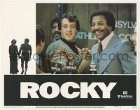 3r1343 ROCKY LC #3 1977 Sylvester Stallone shakes hands with Carl Weathers at press conference!
