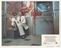 3r1352 SATURDAY NIGHT FEVER LC #4 1977 bandaged John Travolta in white sut smoking on subway!