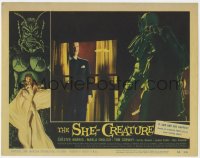 3r1365 SHE-CREATURE LC #5 1956 c/u of the monster from Hell staring at Chester Morris through window!