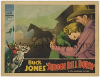 3r1400 SUDDEN BILL DORN LC 1937 c/u of Buck Jones embracing crying Noel Francis by running horses!