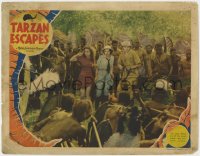 3r1416 TARZAN ESCAPES LC 1936 Maureen O'Sullivan & explorers surrounded by African native tribe!