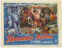 3r1424 TARZAN'S PERIL LC #3 1951 Lex Barker uses native man as weapon against many other men!