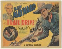 3r0942 TRAIL DRIVE TC 1933 cowboy Ken Maynard with smoking gun, scared Cecilia Parker, very rare!