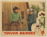 3r1460 TUCSON RAIDERS LC 1944 close up of Wild Bill Elliott with gun drawn looking at wounded guy!