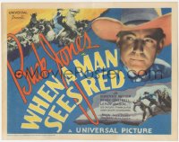 3r0957 WHEN A MAN SEES RED TC 1934 great image of cowboy Buck Jones + cool art, ultra rare!