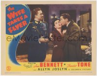 3r1483 WIFE TAKES A FLYER LC 1942 Franchot Tone & Joan Bennett kissing by uniformed Allyn Joslyn!