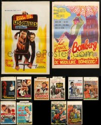 3s0615 LOT OF 12 FORMERLY FOLDED BELGIAN POSTERS 1950s-1960s a variety of cool movie images!
