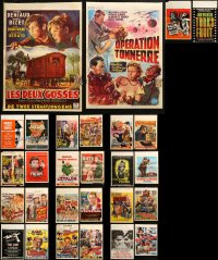 3s0610 LOT OF 28 FORMERLY FOLDED BELGIAN POSTERS 1950s-1980s a variety of cool movie images!