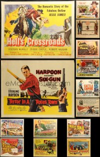 3s0697 LOT OF 14 UNFOLDED COWBOY WESTERN HALF-SHEETS 1950s images from a variety of movies!