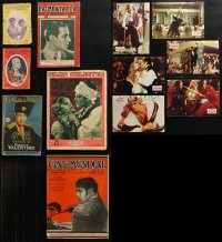 3s0429 LOT OF 18 RUDOLPH VALENTINO SPANISH MAGAZINES AND LOBBY CARDS 1920s-1970s great images!