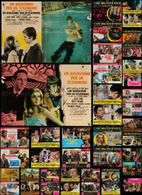 3s0716 LOT OF 41 FORMERLY FOLDED 19X27 ITALIAN PHOTOBUSTAS 1960s-1970s a variety of movie scenes!