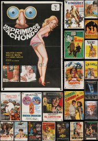 3s0780 LOT OF 28 FORMERLY FOLDED SPANISH POSTERS 1950s-1980s great images from a variety of movies!