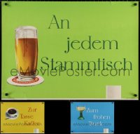 3s0748 LOT OF 3 UNFOLDED GERMAN DRINK ADVERTISING POSTERS 1960s for beer, wine & coffee!