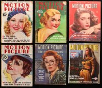 3s0444 LOT OF 6 MOTION PICTURE MOVIE MAGAZINES 1930s-1940s filled with great images & articles!