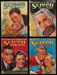 3s0447 LOT OF 4 SCREEN ROMANCES MOVIE MAGAZINES 1930s filled with great images & articles!