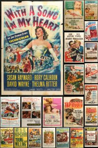 3s0206 LOT OF 42 FOLDED ONE-SHEETS 1940s-1960s great images from a variety of different movies!