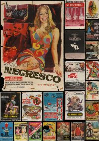 3s0781 LOT OF 27 FORMERLY FOLDED SPANISH POSTERS 1950s-1980s great images from a variety of movies!