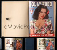 3s0452 LOT OF 1 HOLLYWOOD MOVIE MAGAZINES BOUND VOLUME 1943 hardcover containing three issues!