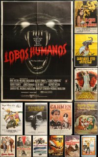 3s0789 LOT OF 19 FORMERLY FOLDED SPANISH POSTERS 1960s-1980s a variety of movie images!