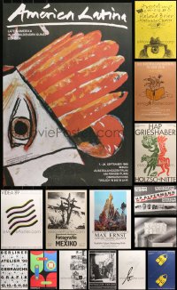3s0745 LOT OF 19 UNFOLDED EAST GERMAN 23X33 MUSEUM/ART EXHIBITION POSTERS 1970s-1980s cool art!