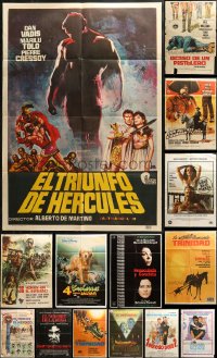 3s0790 LOT OF 18 FORMERLY FOLDED SPANISH POSTERS 1960s-1980s a variety of movie images!