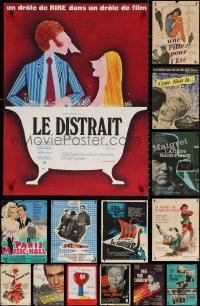 3s0754 LOT OF 17 FORMERLY FOLDED 23X32 FRENCH POSTERS 1950s-1960s a variety of movie images!
